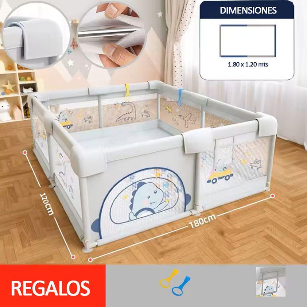 Corral de Juegos para Bebés 1.2 x 1.8 m Gris - BABYMINE-5