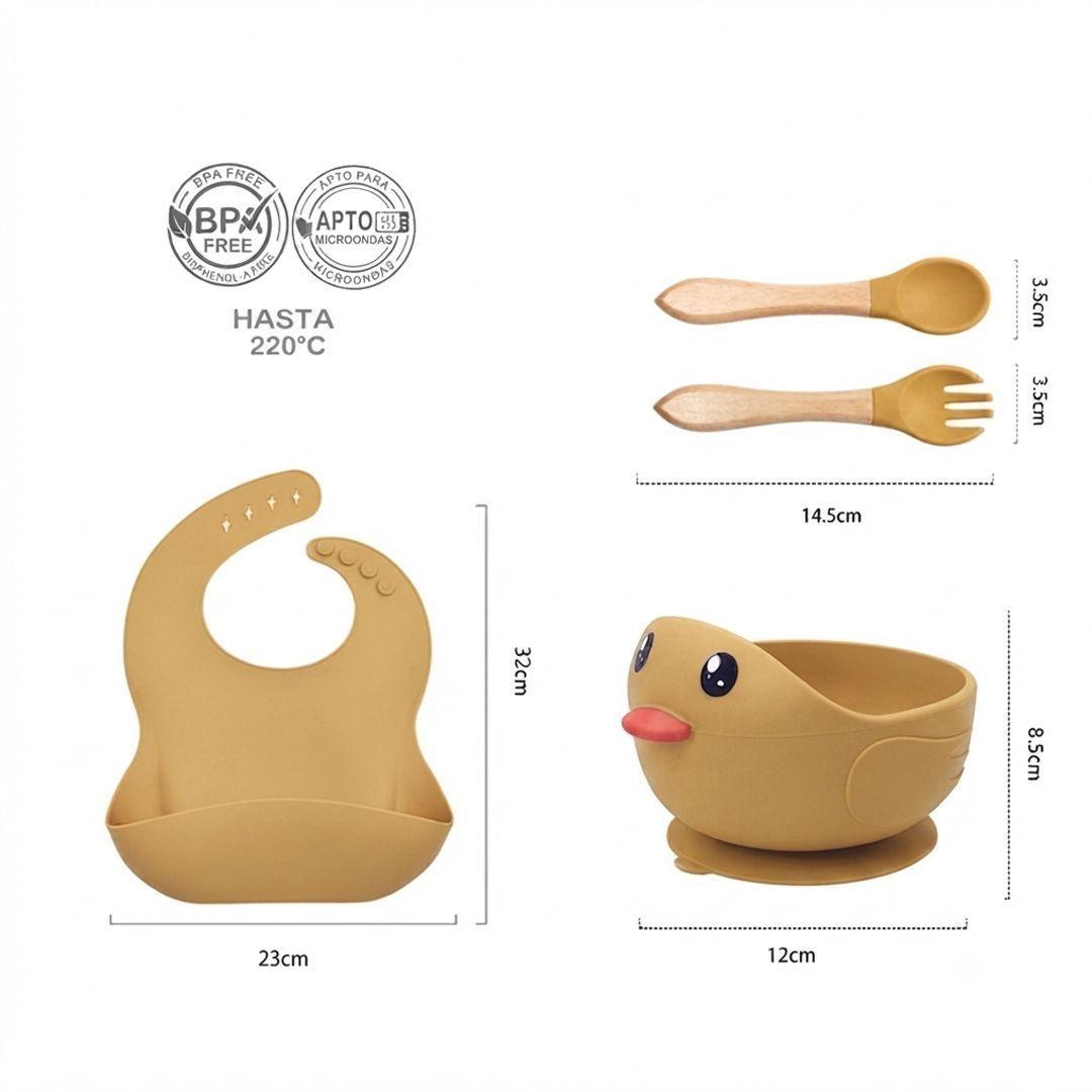 Set De Alimentación Silicona Bebé 4 Piezas BABYMINE Silicona BPA Free Ventosa-6