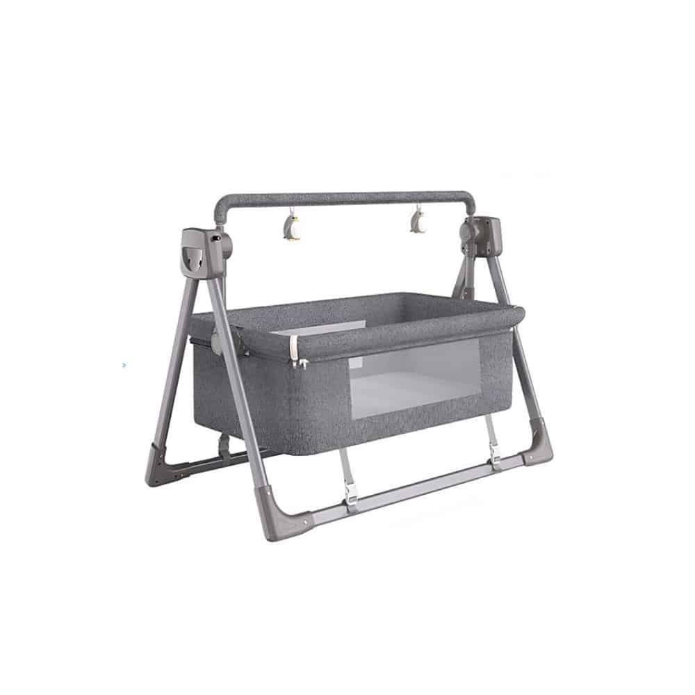 Cuna Mecedora Electrica Plegable Bluetooth Gris-0