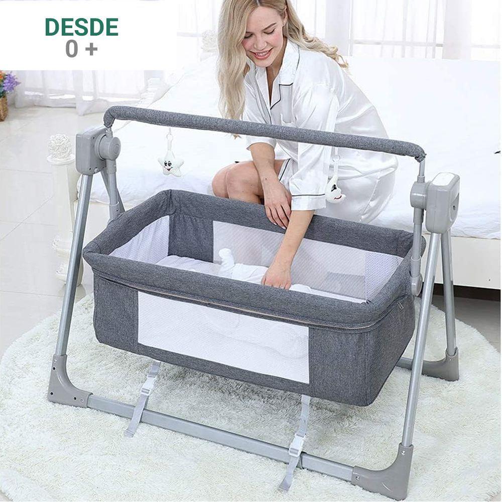 Cuna Mecedora Electrica Plegable Bluetooth Gris-2