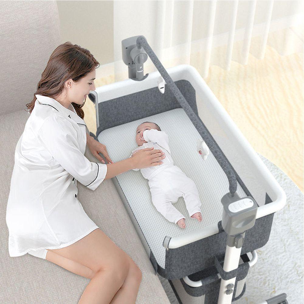 Cuna Mecedora Eléctrica Con Bluetooth Gris-6