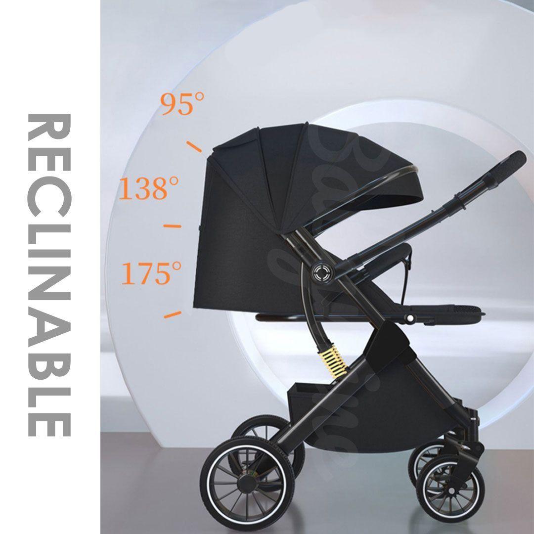 Coche de Paseo Maleta Compacto Reversible Dorado BABYMINE-2