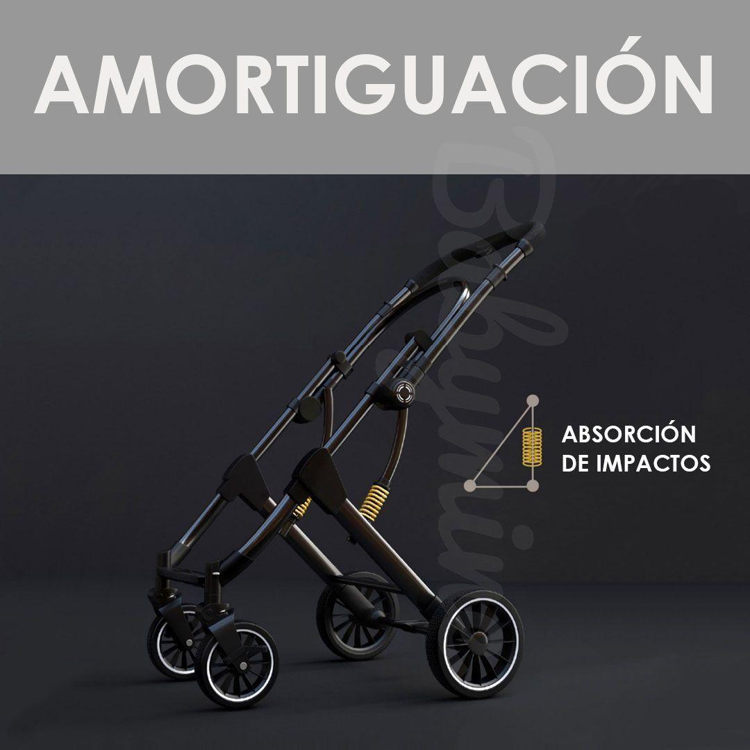 Coche de Paseo Maleta Compacto Reversible Dorado BABYMINE-4