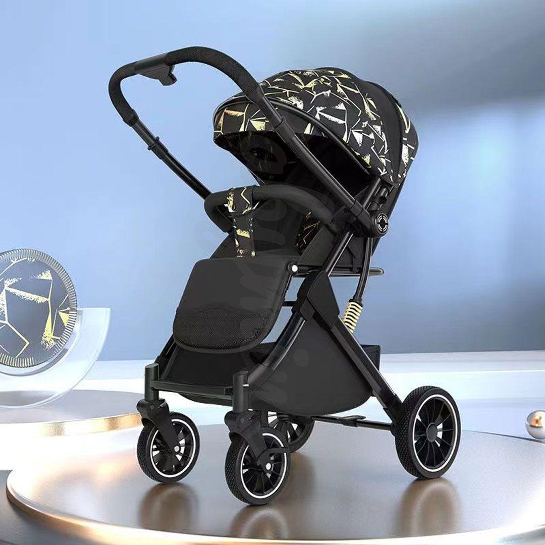 Coche de Paseo Maleta Compacto Reversible Dorado BABYMINE-7
