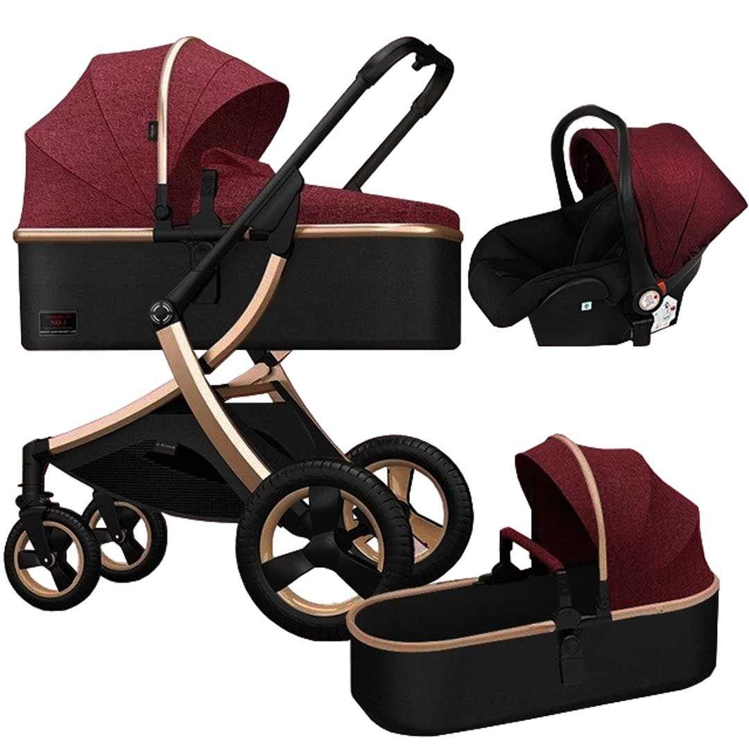 Coche de Bebé Travel System Simple Life Rojo Dorado-0