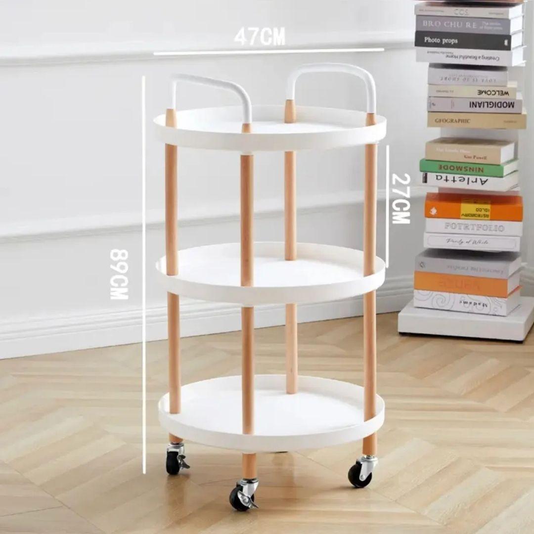 Carrito Organizador Circular Multiuso 3 Niveles Blanco-2