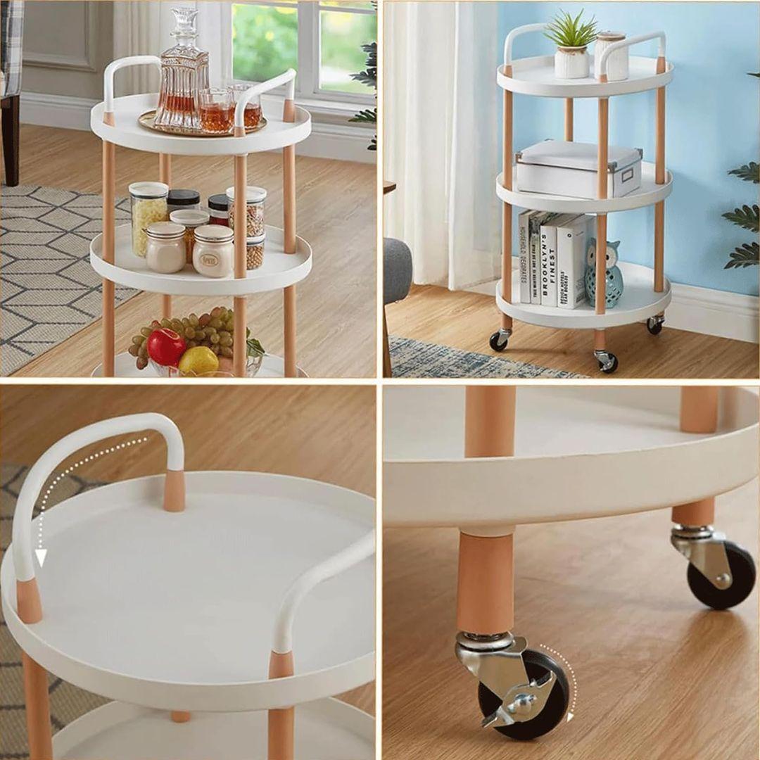 Carrito Organizador Circular Multiuso 3 Niveles Blanco-6