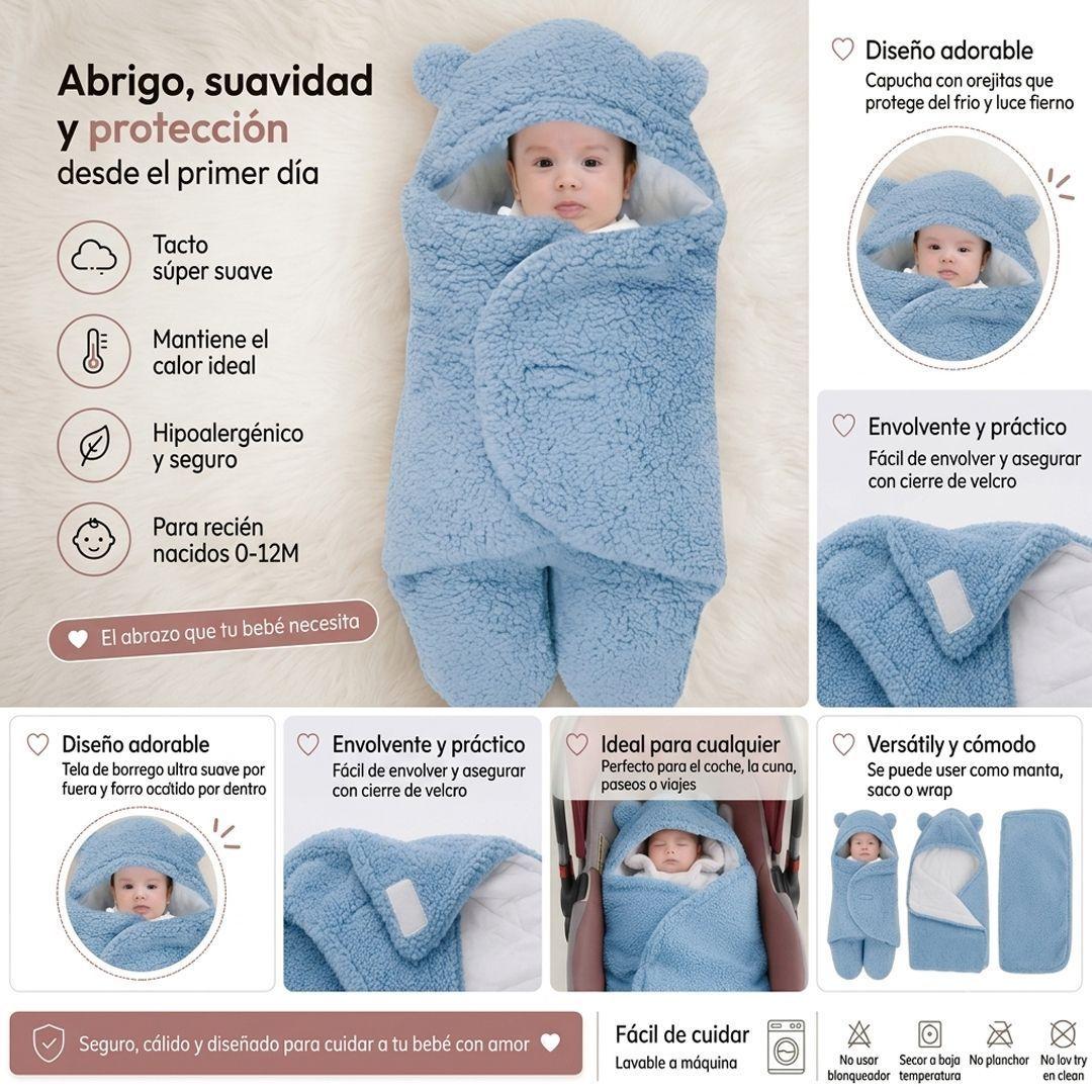 Saquito Bebé Osito con Capuchita y Orejitas BABYMINE-2