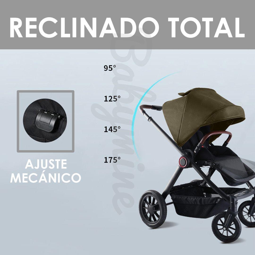 Coche de bebé Asiento Reversible Negro Toldo Gris-4