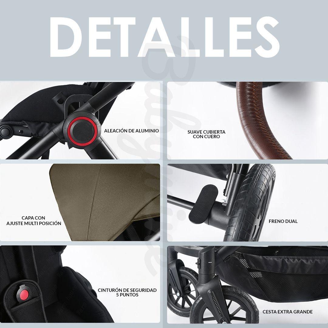 Coche de bebé Asiento Reversible Negro Toldo Gris-6