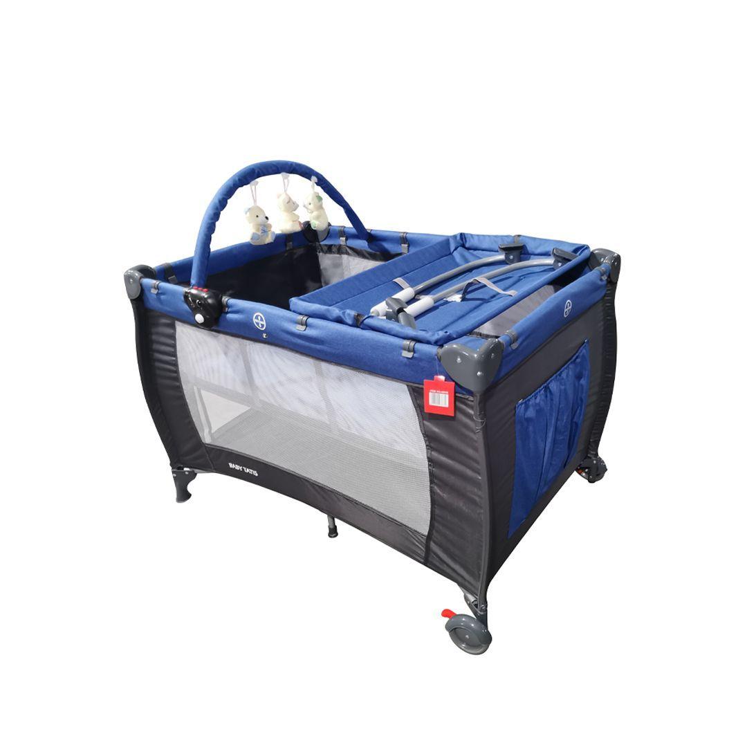Cuna Corral Para bebé Con Mudador 3 en 1 Azul Babymine-2