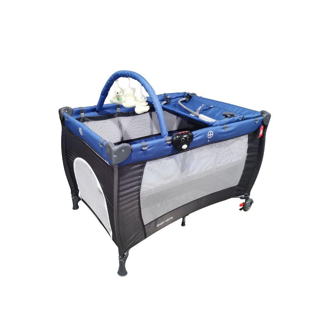 Cuna Corral Para bebé Con Mudador 3 en 1 Azul Babymine-3