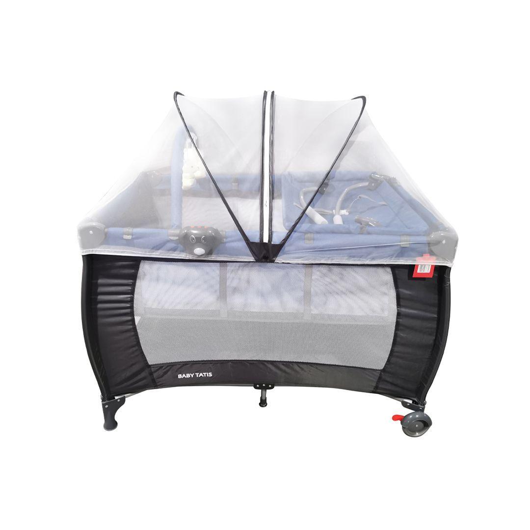Cuna Corral Para bebé Con Mudador 3 en 1 Azul Babymine-4