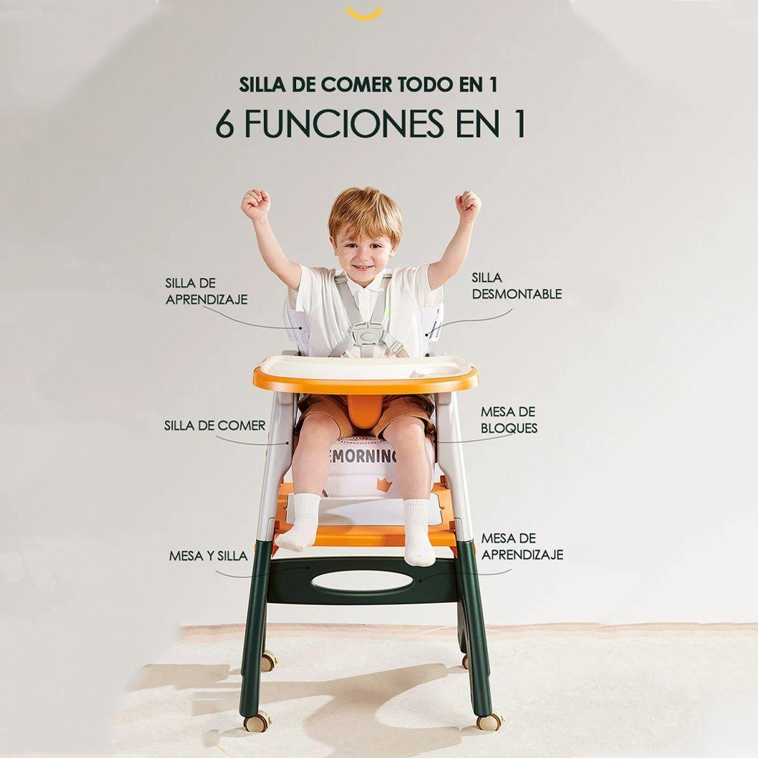 Silla de Comer Para Bebé Todo en 1 Azul Babymine-2