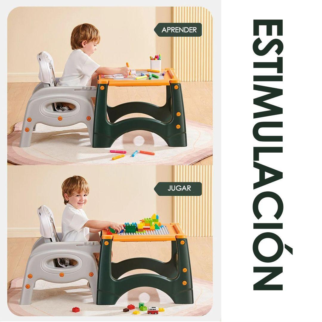 Silla de Comer Para Bebé Todo en 1 Azul Babymine-5