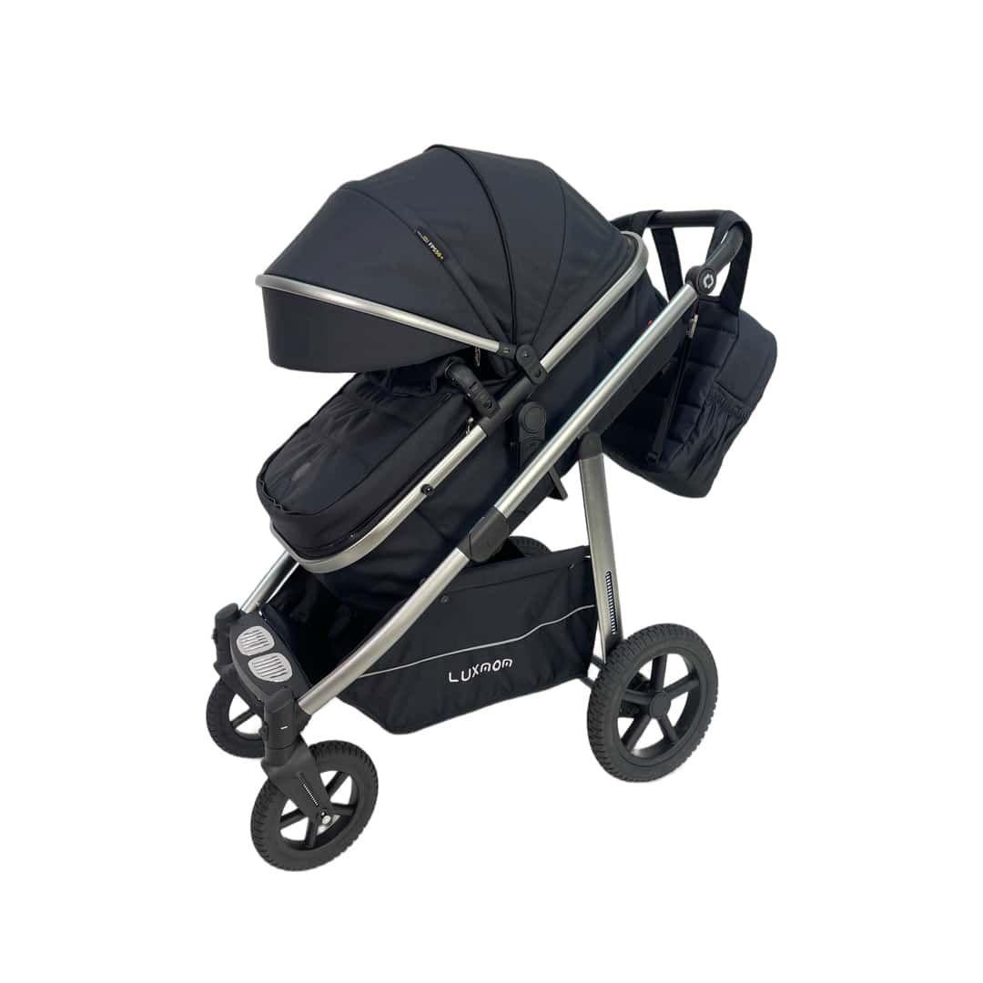 Coche Cuna Con Filtro UV y Bolso Pañalero Negro BABYMINE-4