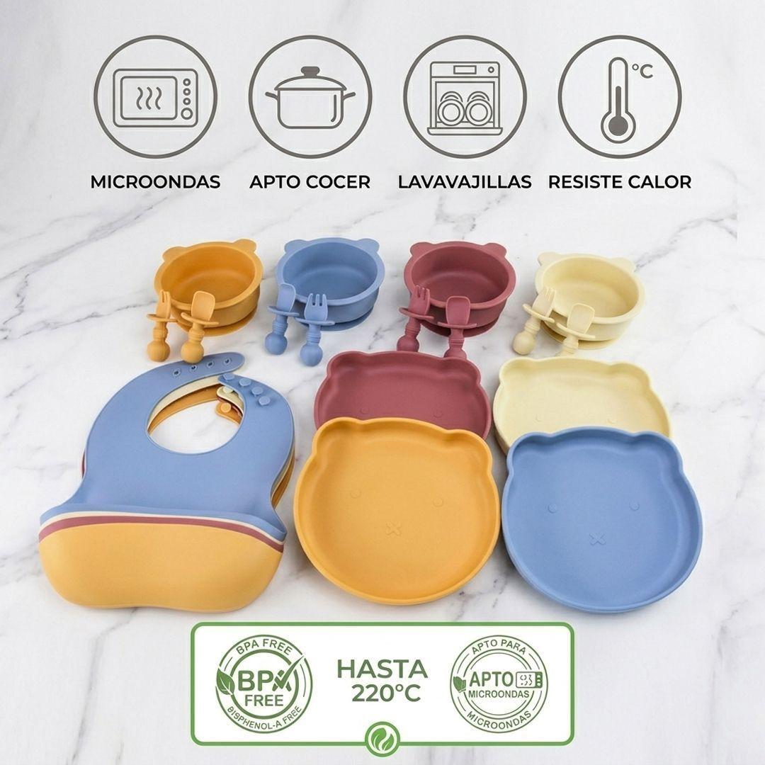 Set De Alimentación Silicona Platos Bebé 5 Piezas-3