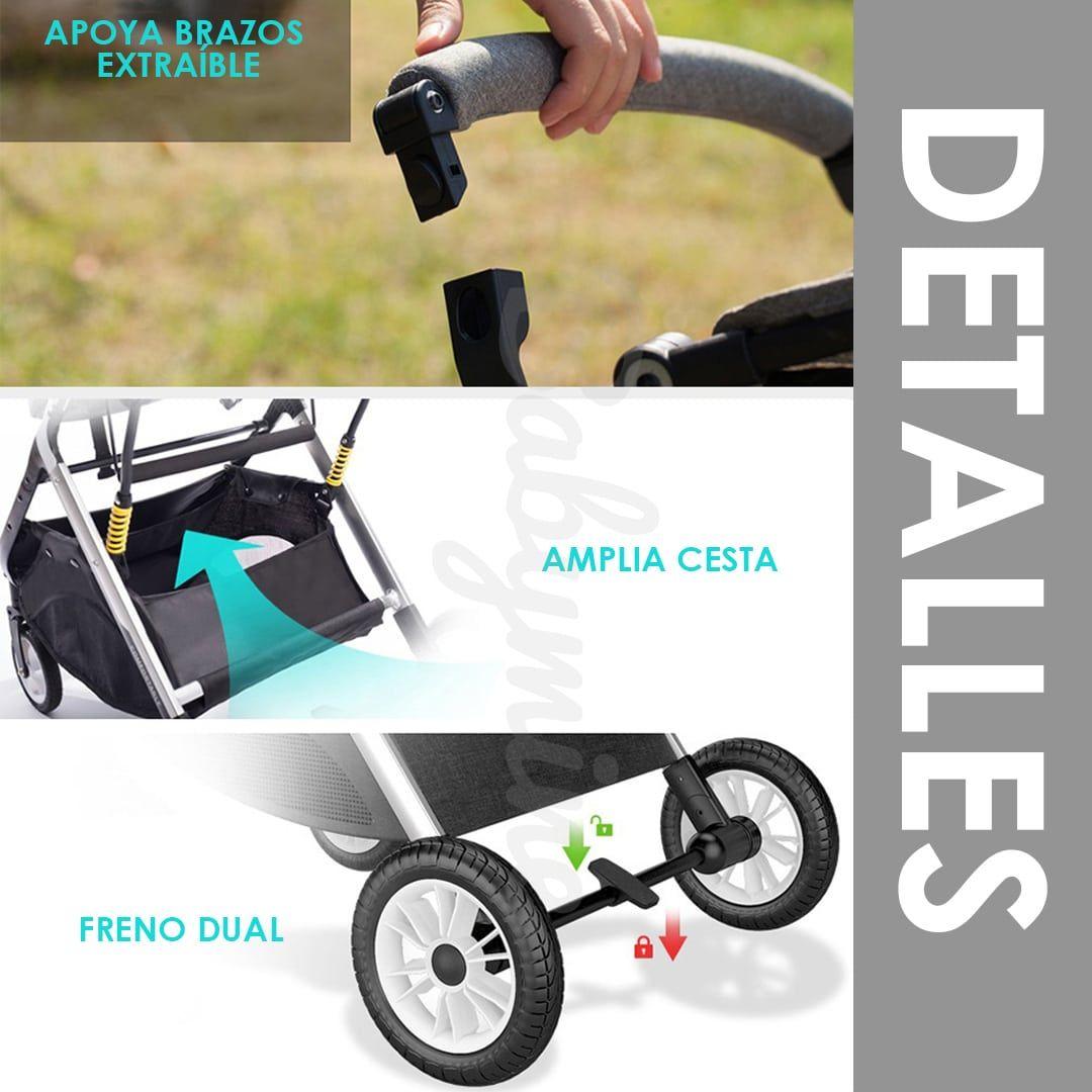 Coche Cuna Moisés Compacto Multiposiciones Beige BABYMINE-6