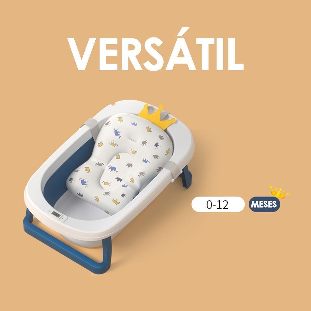 Bañera Plegable Bebé Con Termometro y Cojín Amarillo BABYMINE-3