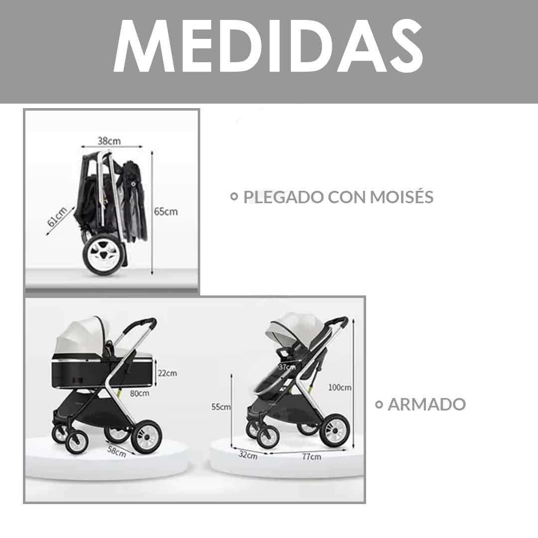 Coche Cuna Moisés Compacto Multiposiciones Negro BABYMINE-8