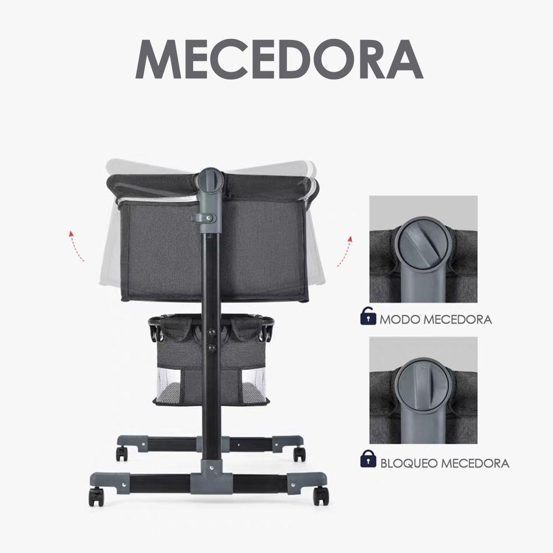 Cuna Colecho Mecedora Con Ruedas Gris Babymine-5