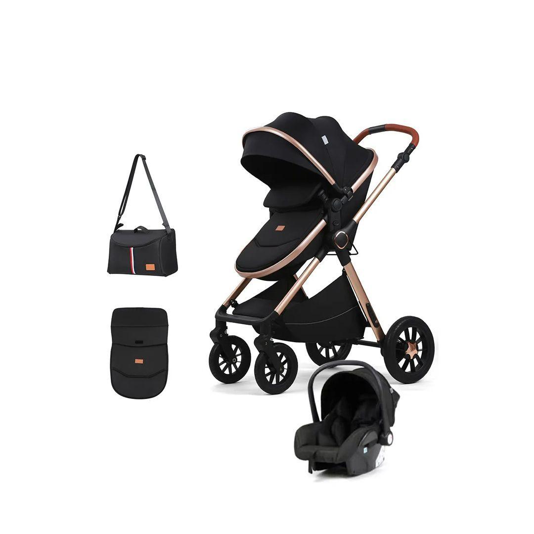 Coche de Bebé Silla Nido Bolso y Cubre Pies Negro-0