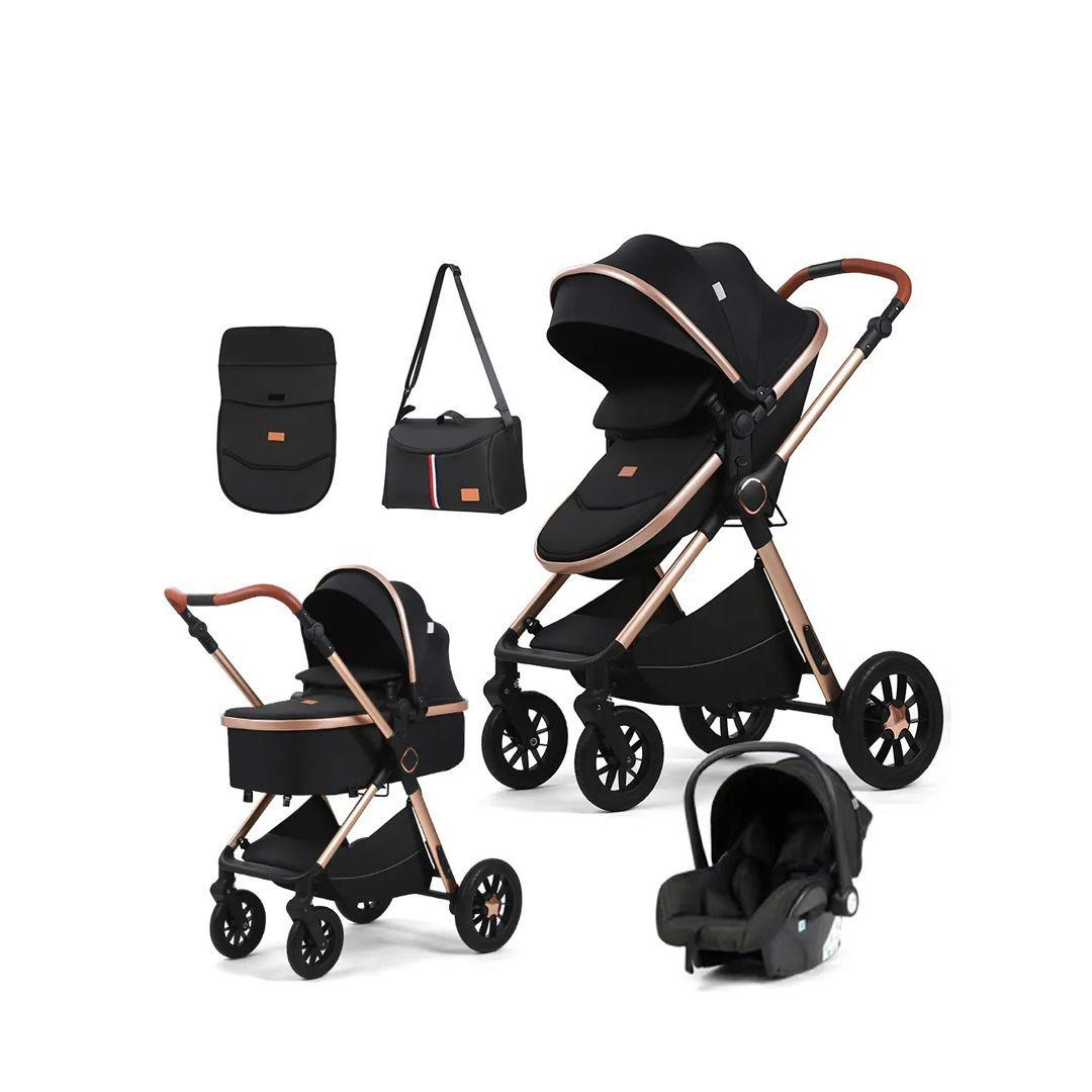 Coche de Bebé Silla Nido Bolso y Cubre Pies Negro-1