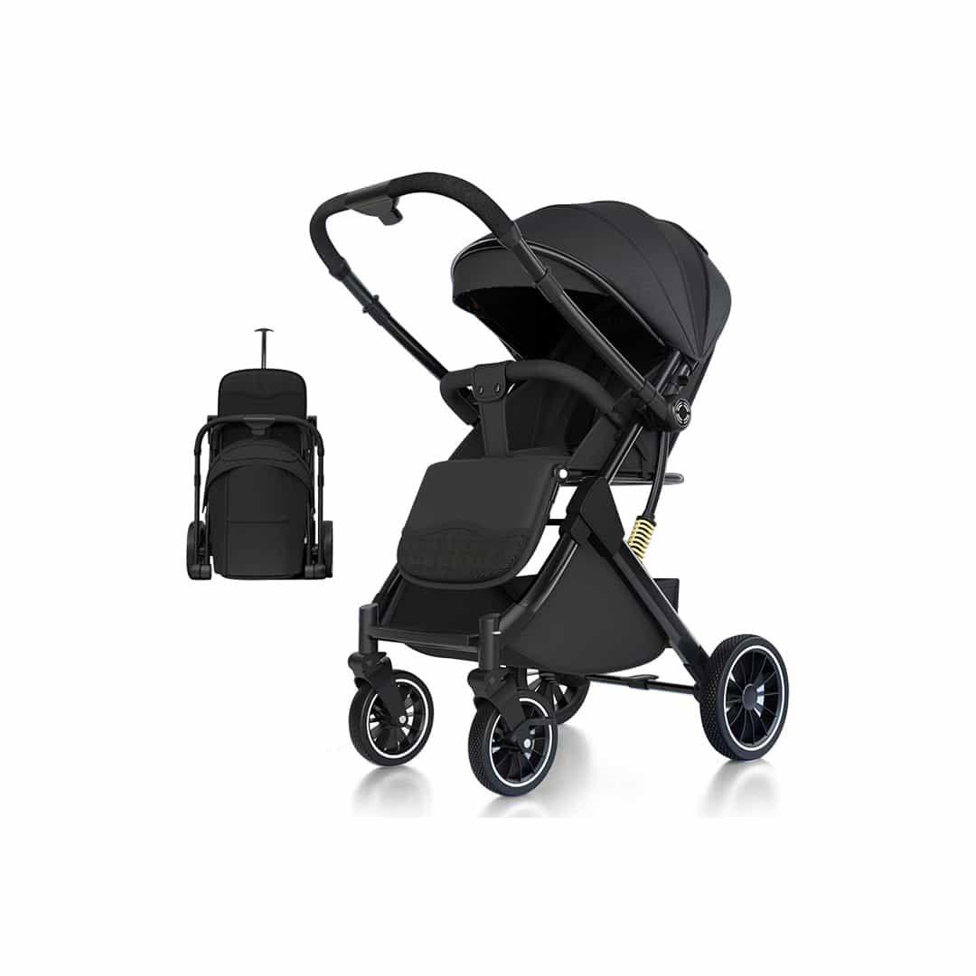 Coche de Paseo Maleta Compacto Reversible Negro BABYMINE-0
