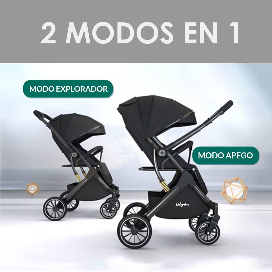 Coche de Paseo Maleta Compacto Reversible Negro BABYMINE-1