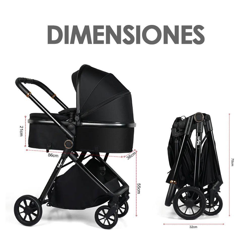 Coche De Bebé y Silla Nido Bolso Prime Negro - BABYMINE-6