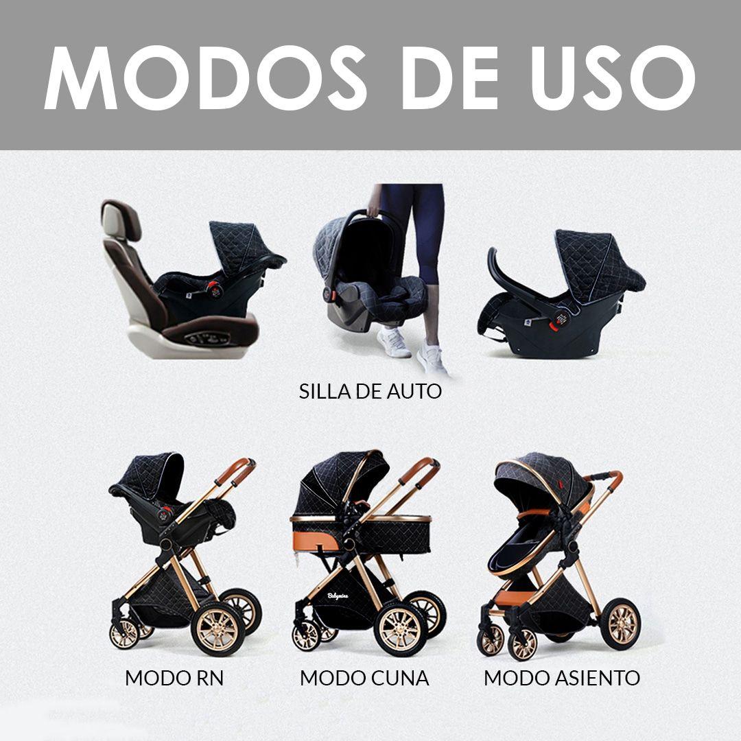 Coche Cuna Con Silla Nido y multiposición Beige BABYMINE-3
