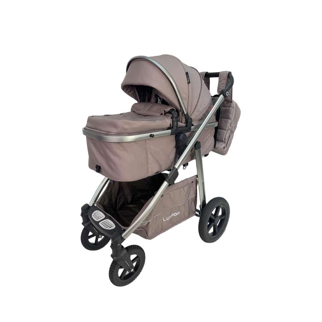 Coche Cuna Con Filtro UV y Bolso Pañalero Café BABYMINE-0