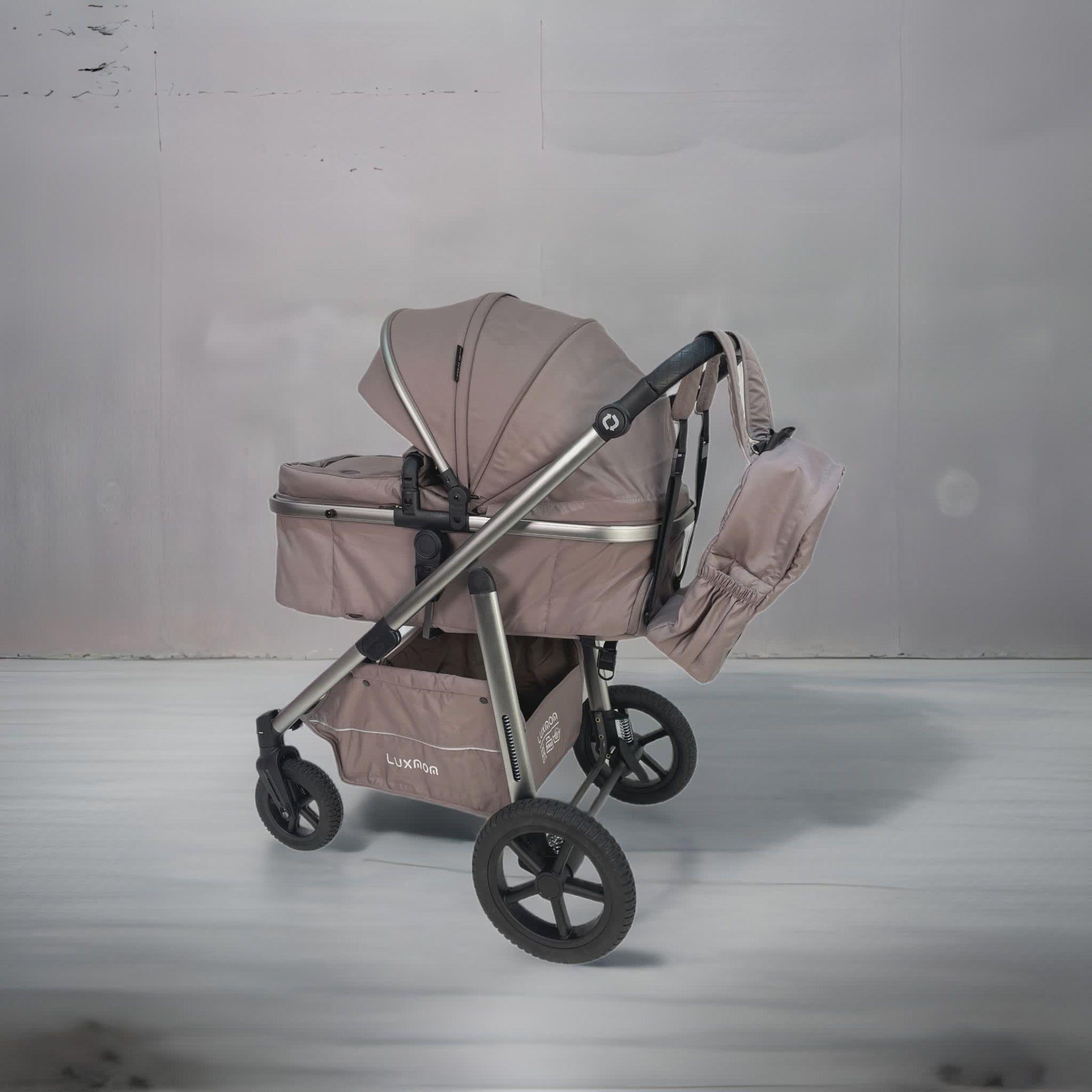 Coche Cuna Con Filtro UV y Bolso Pañalero Café BABYMINE-1