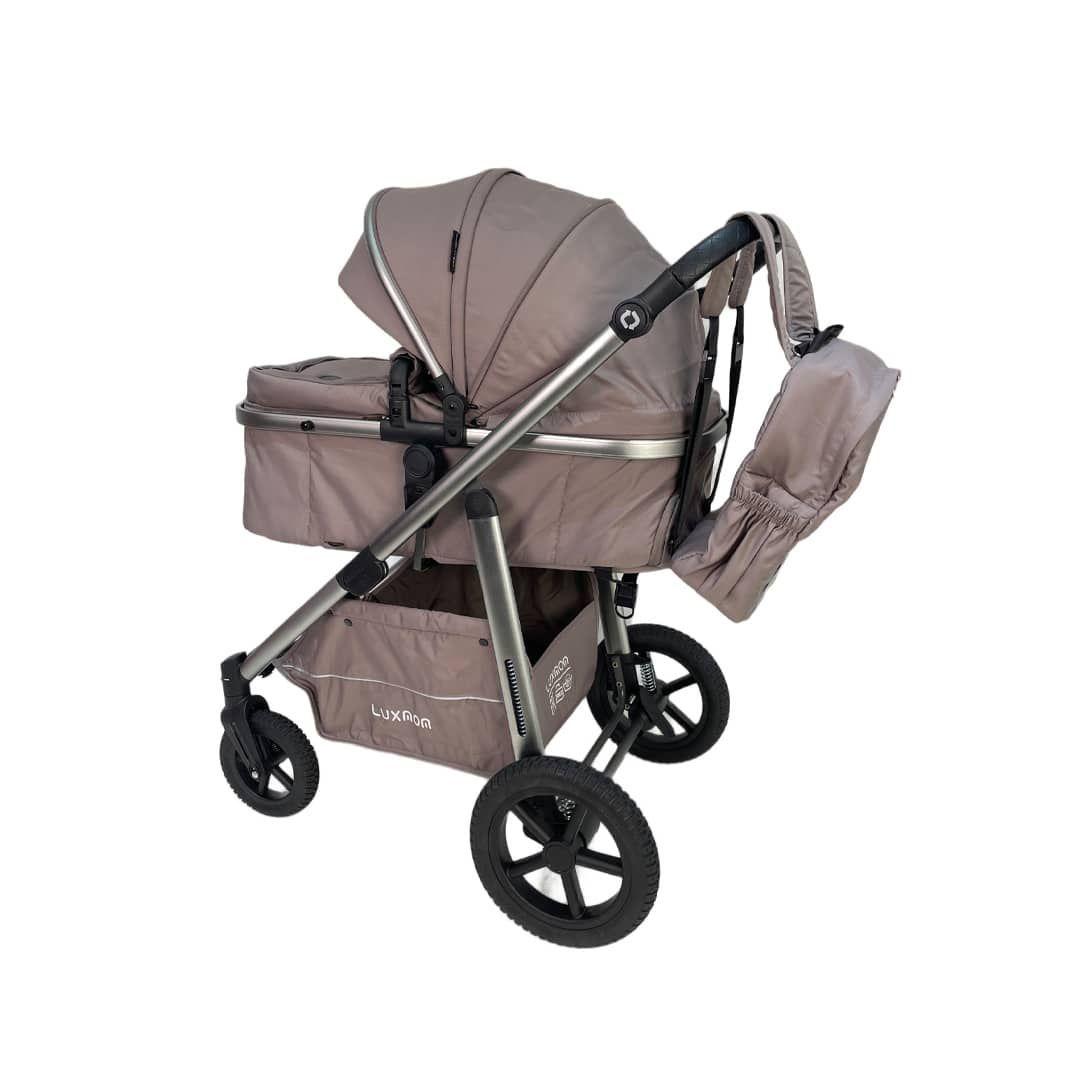 Coche Cuna Con Filtro UV y Bolso Pañalero Café BABYMINE-3