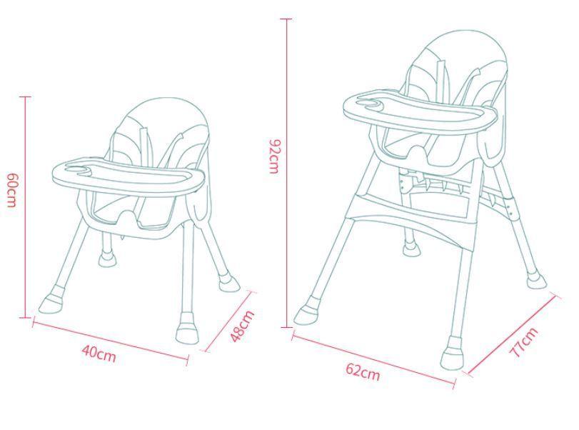 Silla de comer multifuncional Rosada – Babymine-2