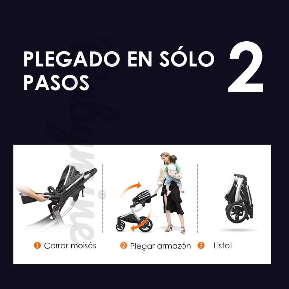 Coche Cuna Con Silla Nido y Cubre Pies Gris Dorado BABYMINE-5