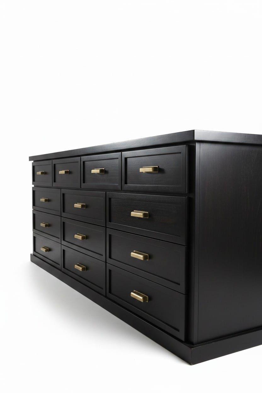 Comoda de madera 2M 13 cajones negra muebles Loreley-3