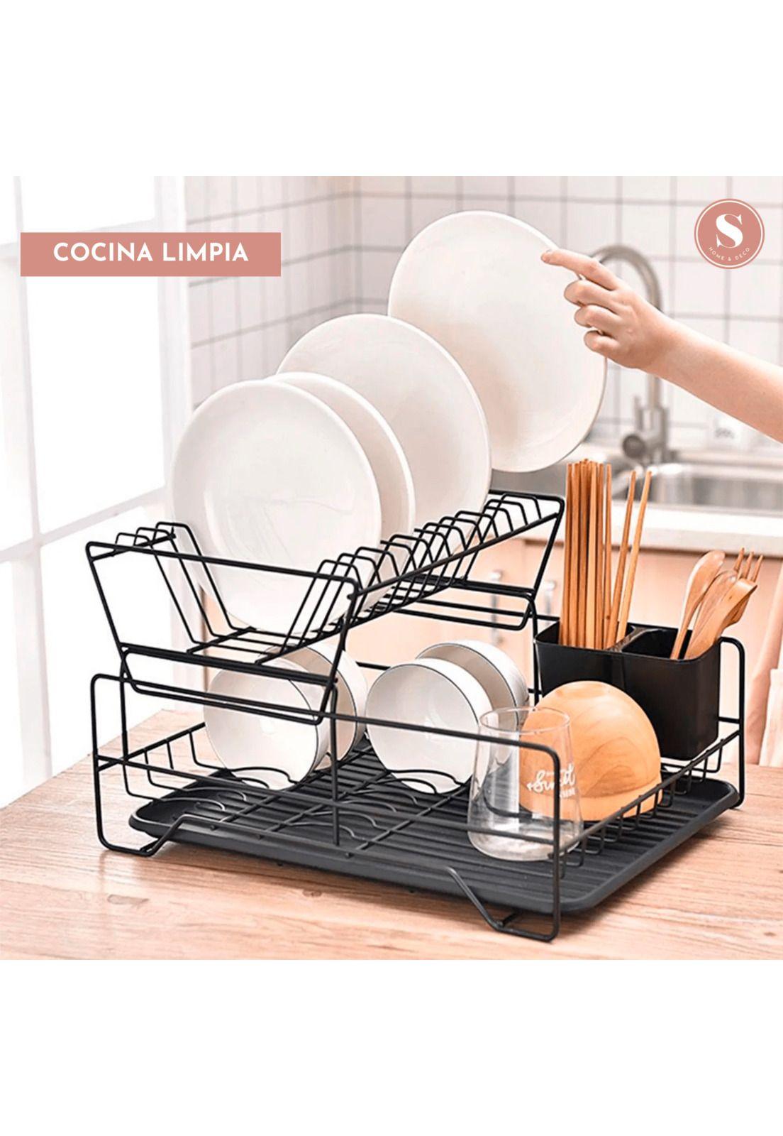 Secaplatos De 2 Pisos Con Bandeja Removible-3