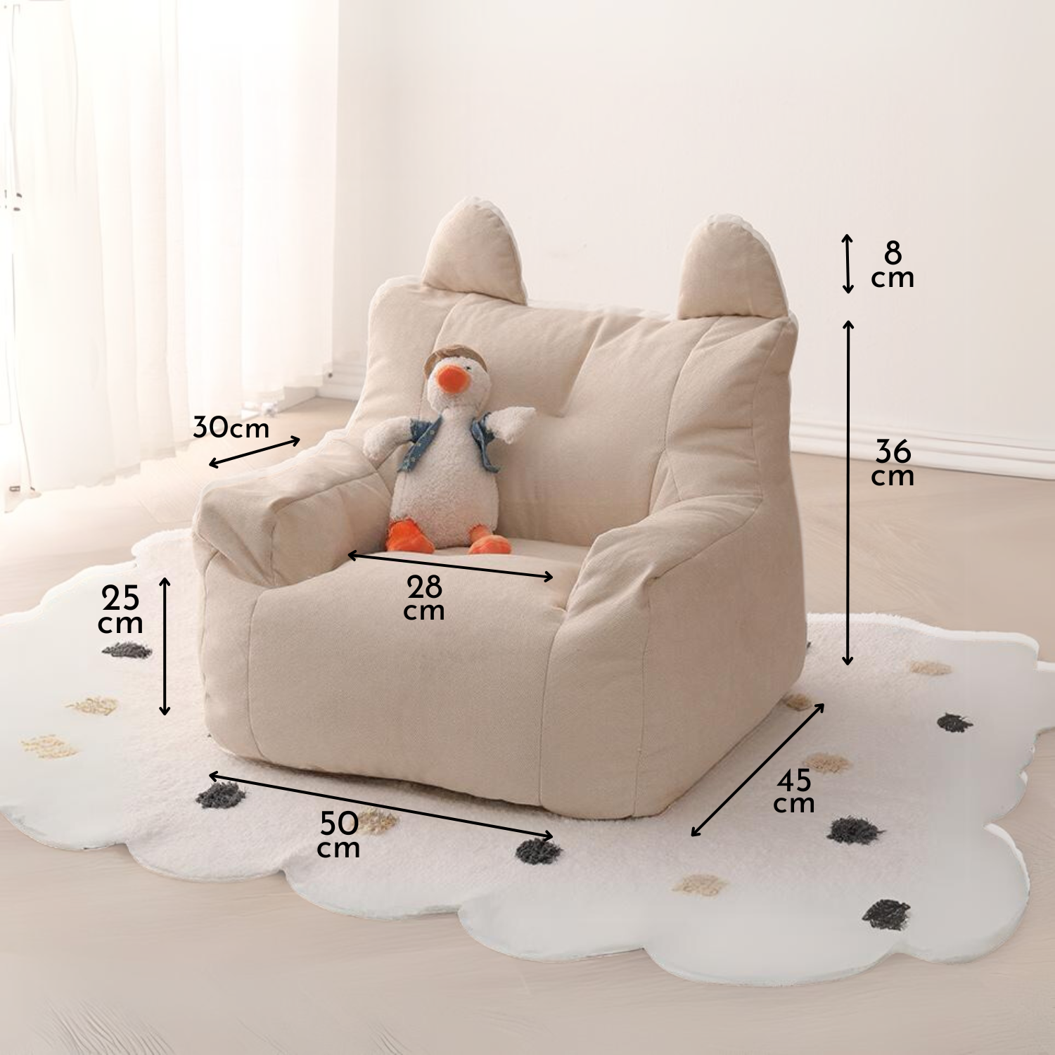 Sillón Para Niños Sofa Puff Infantil Tela Y Brazos Beige-7