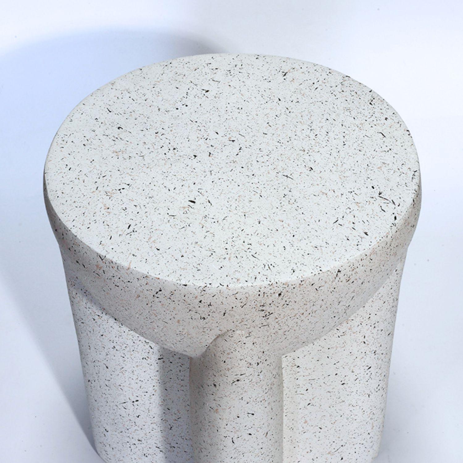 Mesa Centro Lateral Estilo Piedra Crema Escultural-2