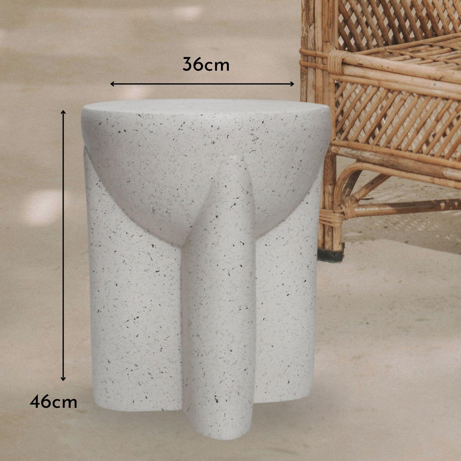 Mesa Centro Lateral Estilo Piedra Crema Escultural-6