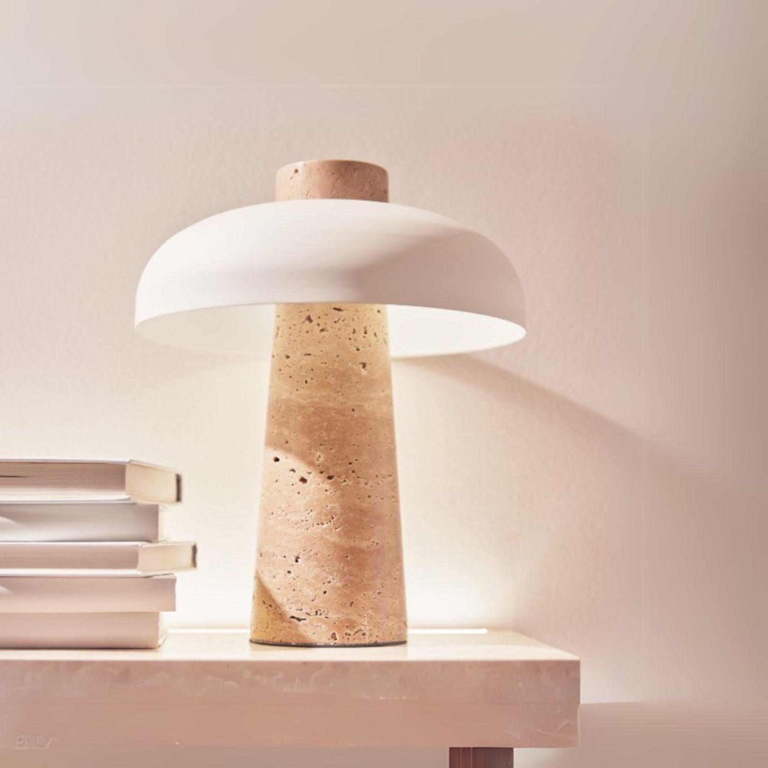 Lampara Led Blanco De Piedra Travertino Mesa Y Deco-2