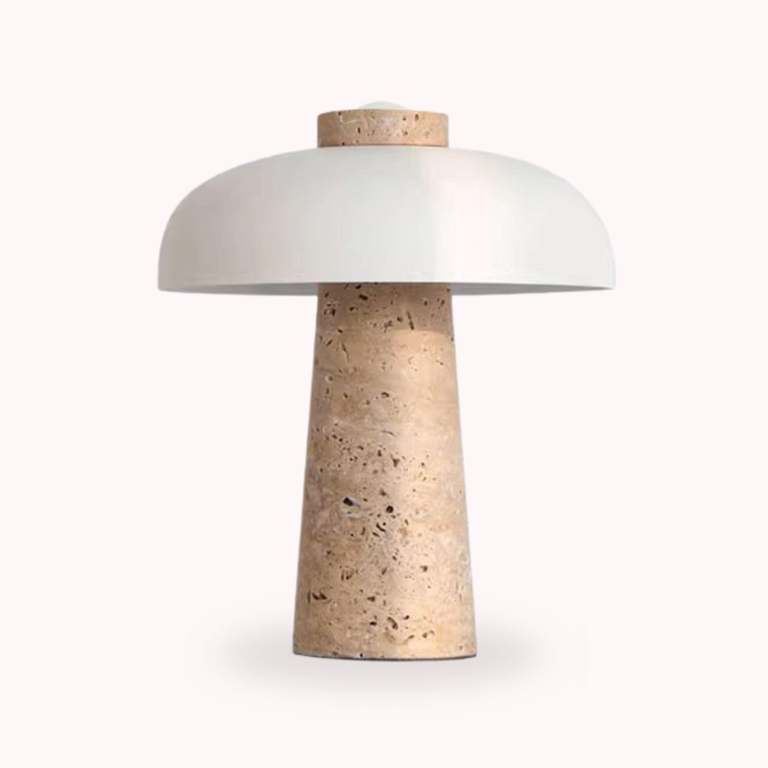 Lampara Led Blanco De Piedra Travertino Mesa Y Deco-5