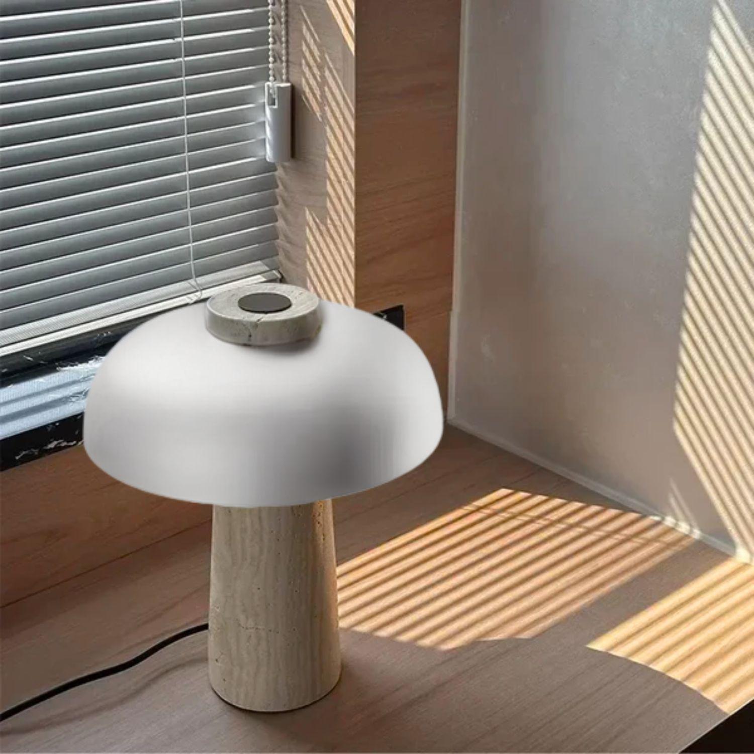Lámpara de Mesa LED en Piedra Travertino-3