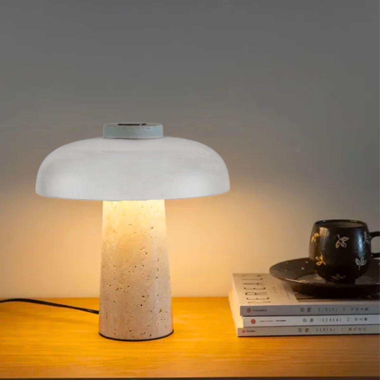 Lámpara de Mesa LED en Piedra Travertino-4