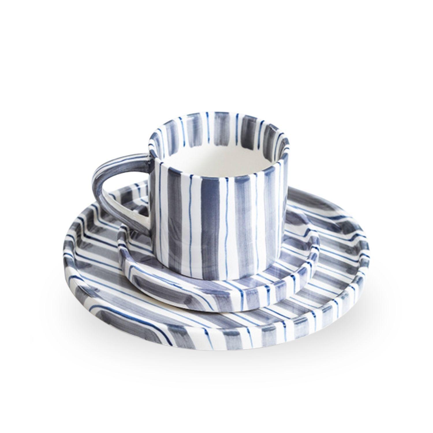 Set de Platos y Tazas Rayas Vintage Azul-9