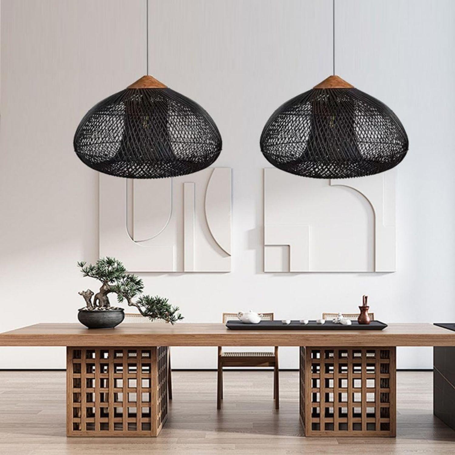 Lámpara Colgante de Ratán Negro 80 cm-2