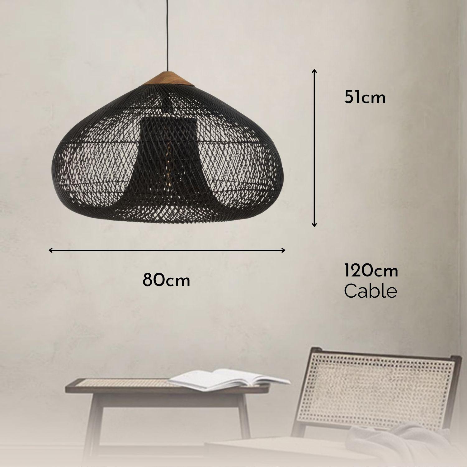 Lámpara Colgante de Ratán Negro 80 cm-7