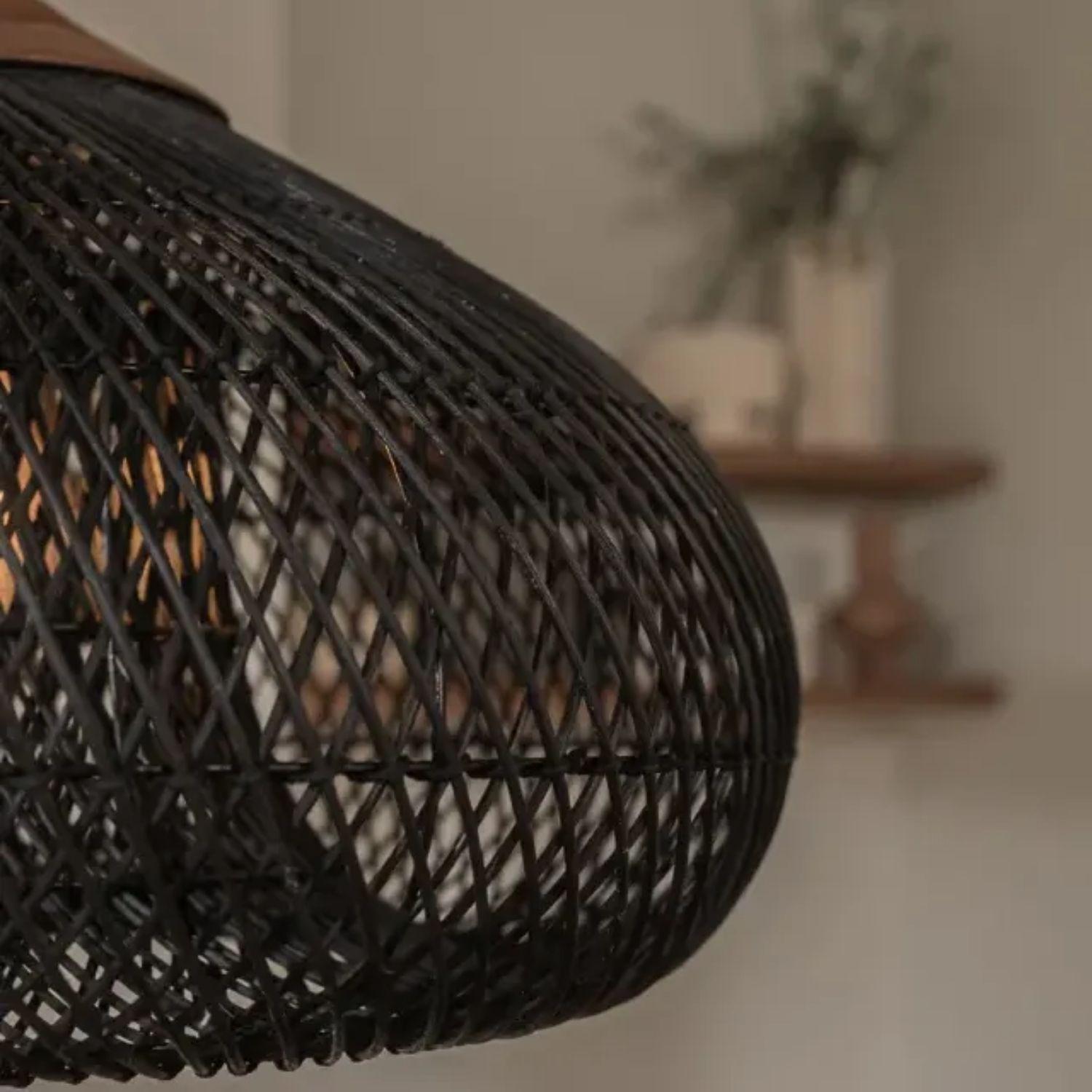 Lámpara Colgante de Ratán Negro 80 cm-8