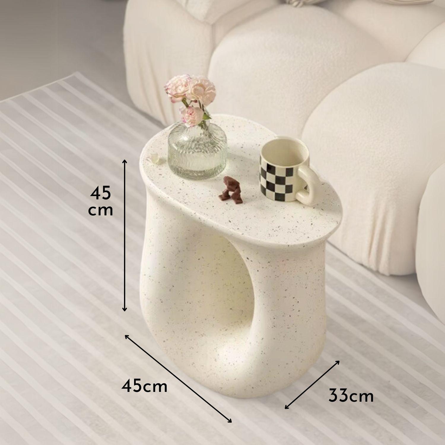 Mesa De Centro Lateral Tipo Escultura En U Nórdico Crema-5